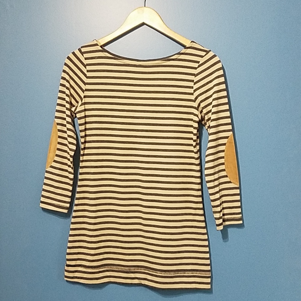 H.I.P. Striped 3/4 Sleeve with elbow patches Top